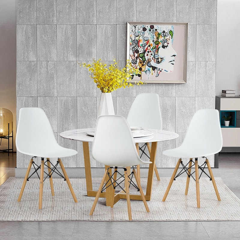 Gymax Set of 4 Modern Dining Side Chairs Armless Home Office w/ Wood - See Details