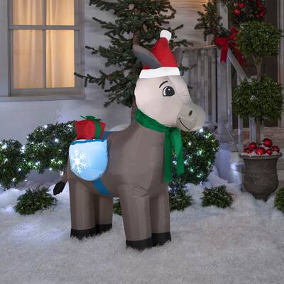 Gemmy Christmas Inflatable Donkey, 5 ft Tall