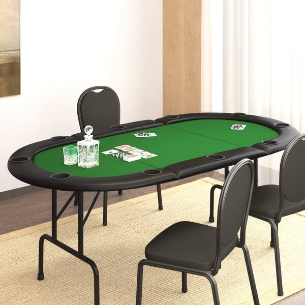 slide 6 of 7, vidaXL 10-Player Folding Poker Table Card Gaming Table Furniture Blue/Green - 81.1" x 41.7" x 29.5" Green