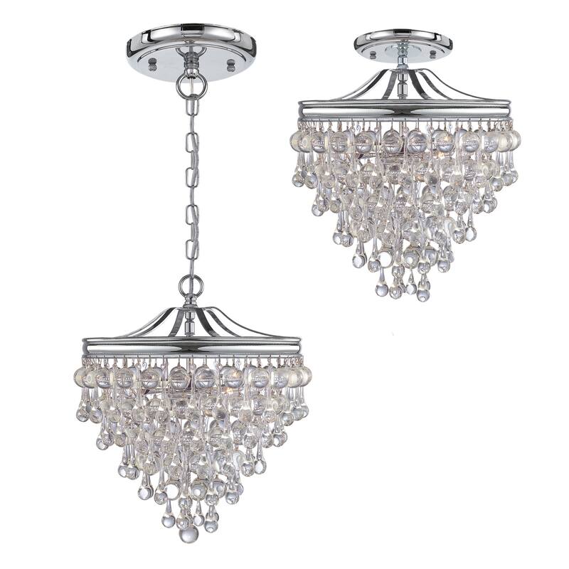 Timeless Home Three Light Mini Chandelier Calypso Polished Chrome - Exact Size