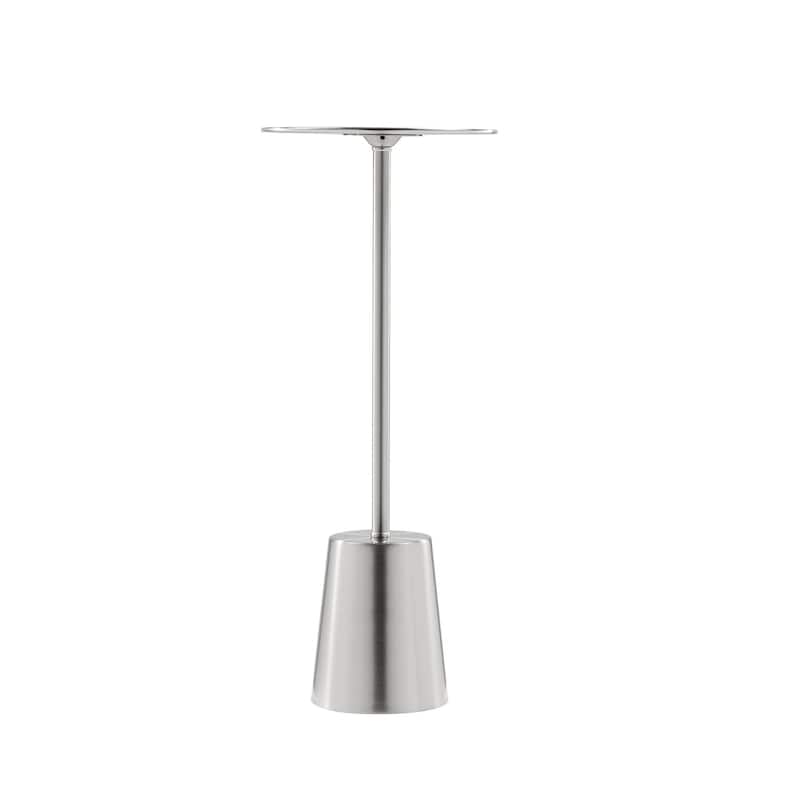 Mars 8 Inch Side End Drink Table, Round, Dome Tapered Base, Silver