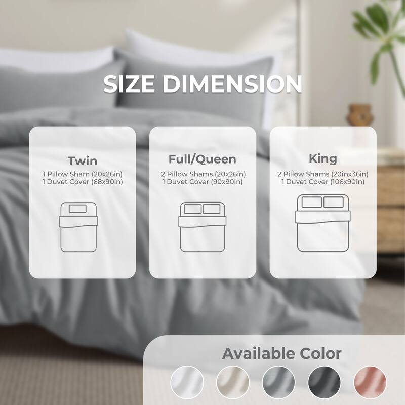 Flax Linen Cotton Blend Duvet Cover Set, Durable, Breathable and Moisture-Wicking, 3 Piece Bedding Set