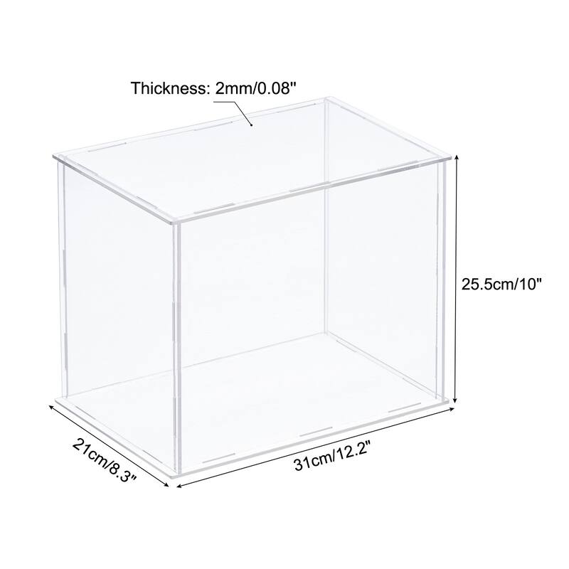 Acrylic Display Case Plastic Box Cube Storage Box Dustproof Showcase - 12.2x8.3x10 Inch