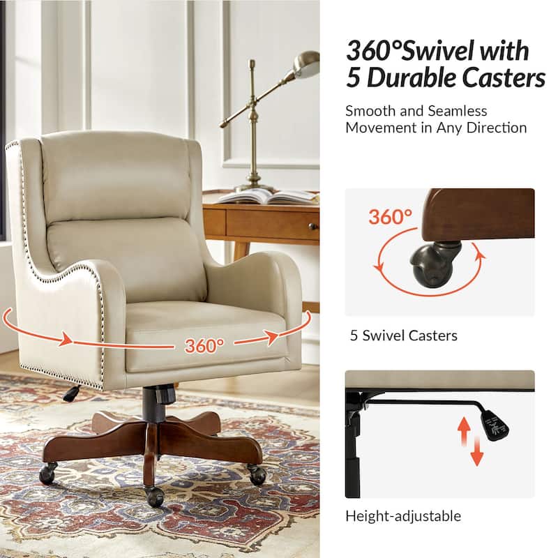 Pete Faux Leather Adjustable Height Swivel Executive Chair with Tilt Mechanism by HULALA HOME