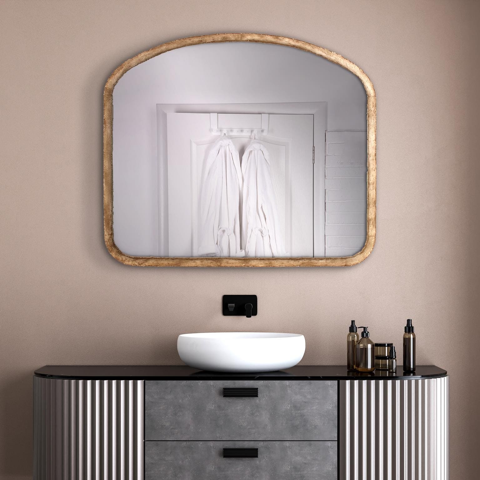 Allan Andrews Arched Metal Framed Wall and Accent Mirror - 42"W x 36"W