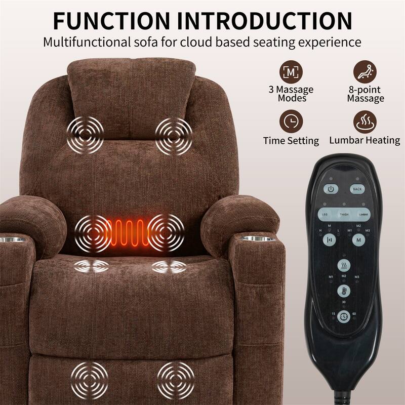 Large Power Lift Recliner with Massage and Heating for Elderly Heavy Duty