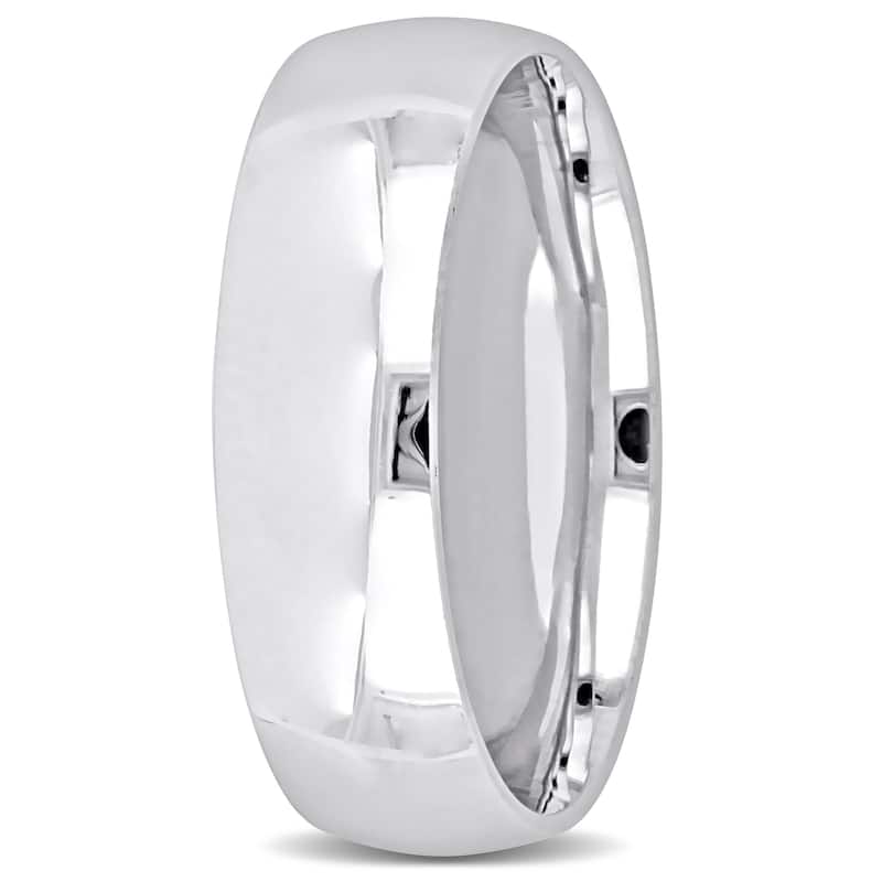 Miadora Mens 6 mm Polished Finish Wedding Band in 14k White Gold