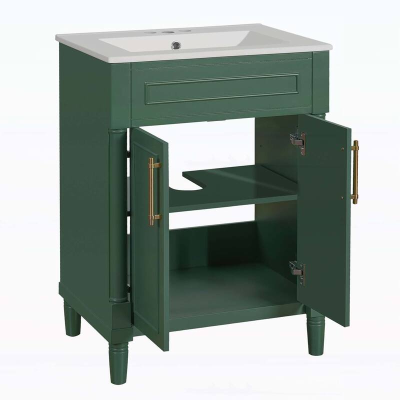 Bathroom Cabinet with 2 Doors,with Integrated Ceramic Sink