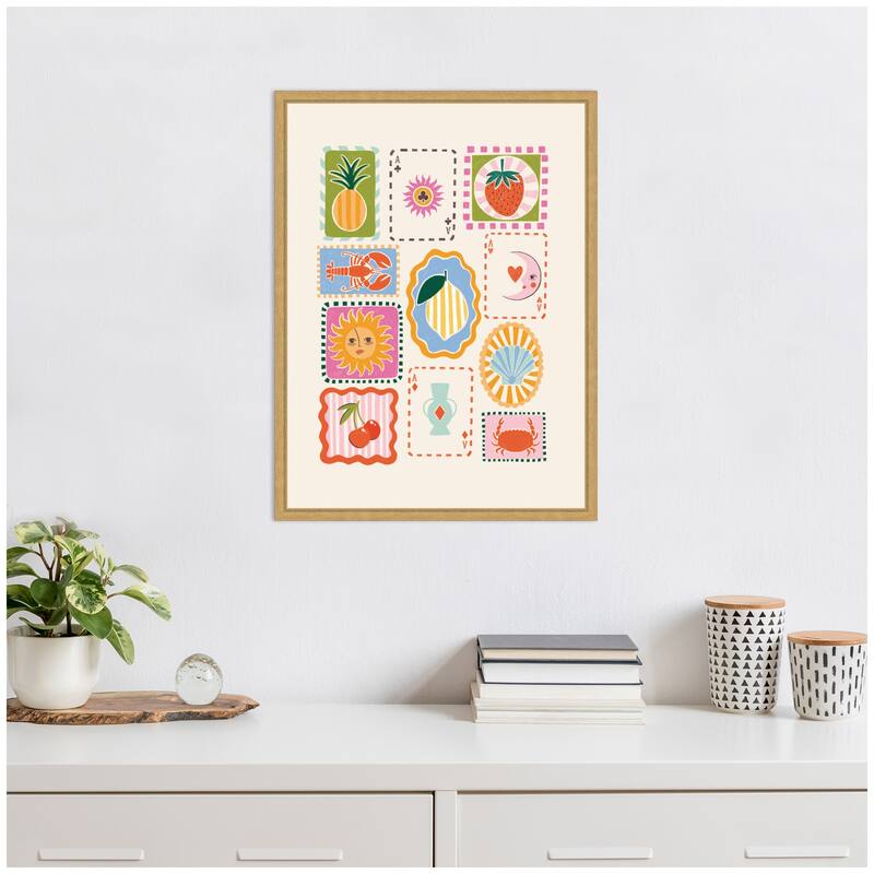 Kate and Laurel Storytelling Shores by Aislinn Simmonds Duchess Plum Framed Canvas Wall Art Print