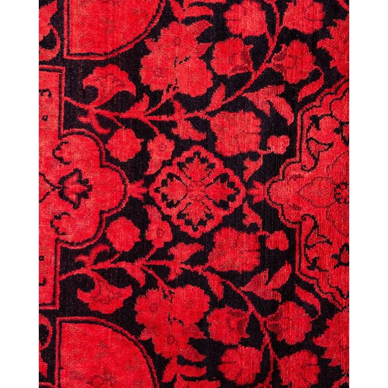 Overton Hand Knotted Wool Vintage Inspired Modern Contemporary Overdyed Red Area Rug - 8' 0" x 11' 1"