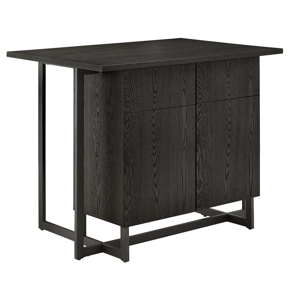 Oyala Black Finish 2-door Kitchen Island with Power and USB outlets by iNSPIRE Q Modern