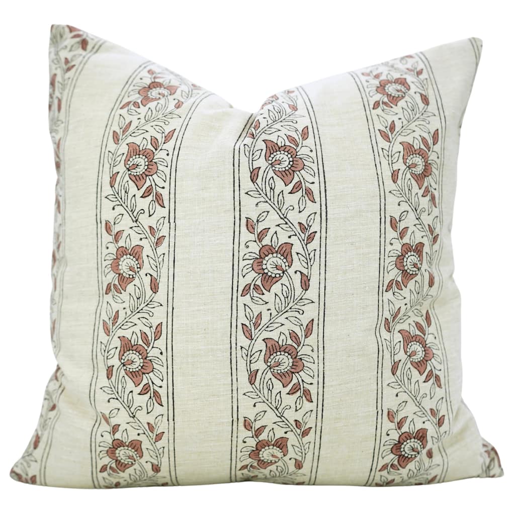 Fabdivine Brown 26x26 Cushion Cover Farmhouse Pillowcase, Flower Buta