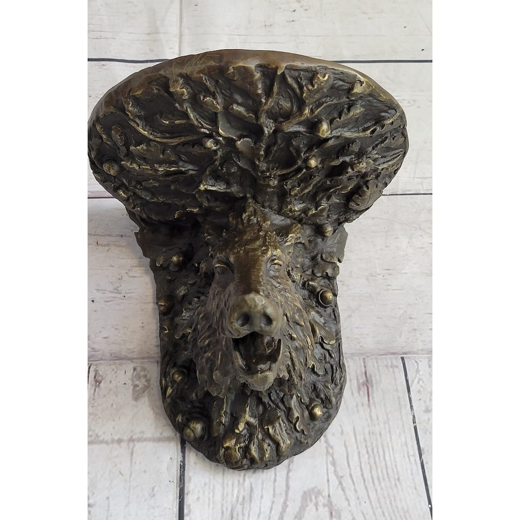 Heavy Solid Cast Bronze Wall Brackets Sconces Shelf Boars Acorns Sculpture Gift