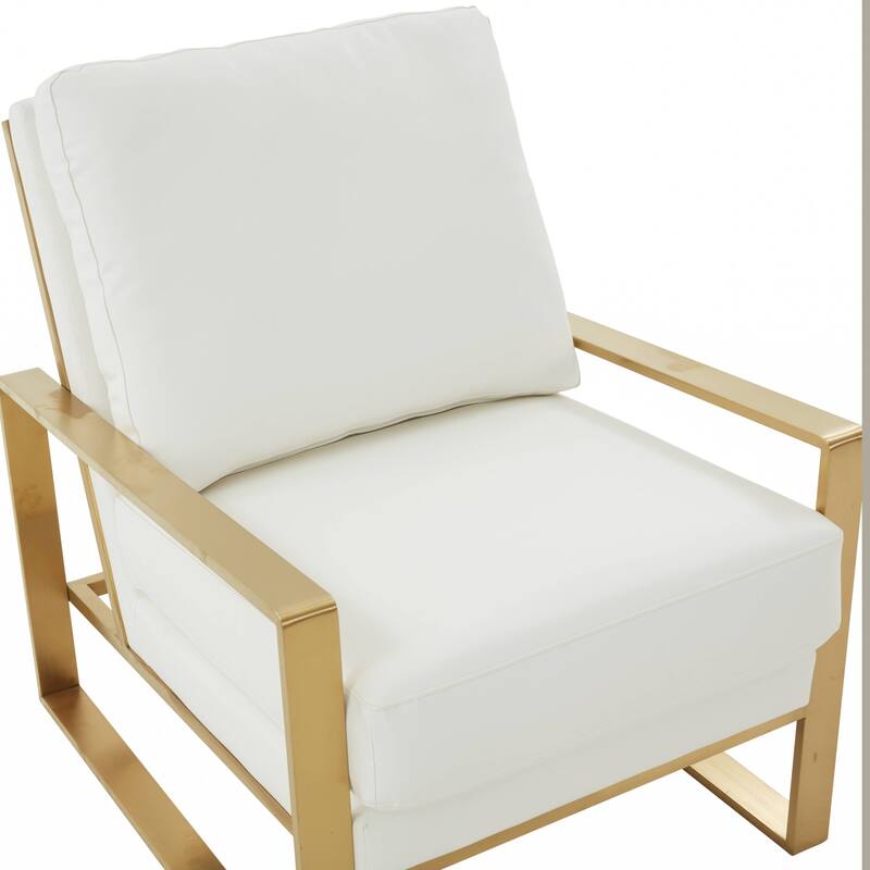 LeisureMod Jefferson 3-Piece Leather Armchairs and Geometric Coffee Table Set - 36"