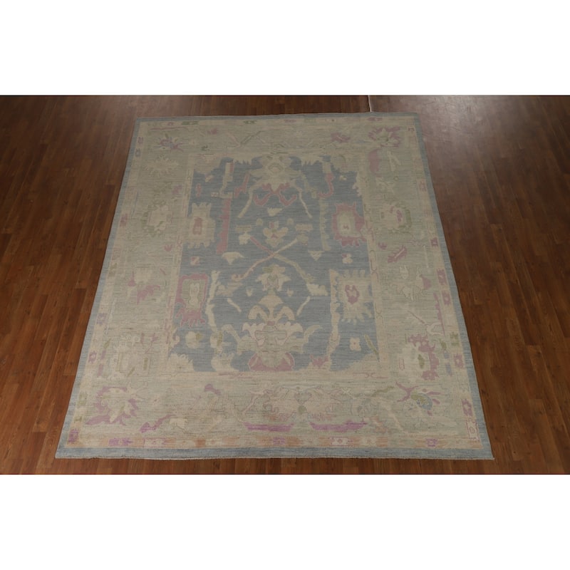 Oushak Turkish Rug Handmade Vegetable Dye Wool Carpet - 8'0" x 9'9"