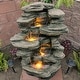 preview thumbnail 3 of 6, Stacked Shale Outdoor Water Fountain Backyard Feature w/ LEDs - 38"