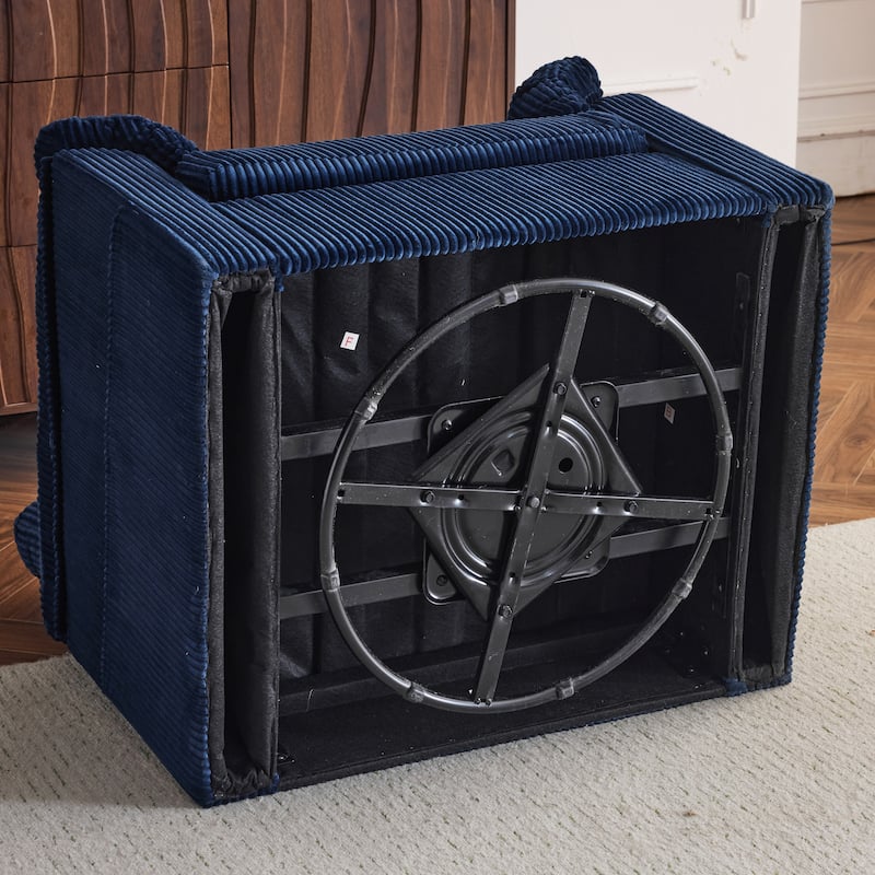 33" Oversized Plush Cushioned Swivel Corduroy Lounge Chair