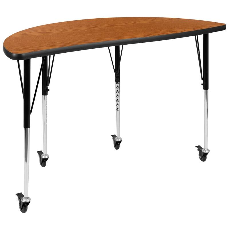 Mobile 47.5" Circle Wave Flexible Activity Table - 16" Student Stack Chairs