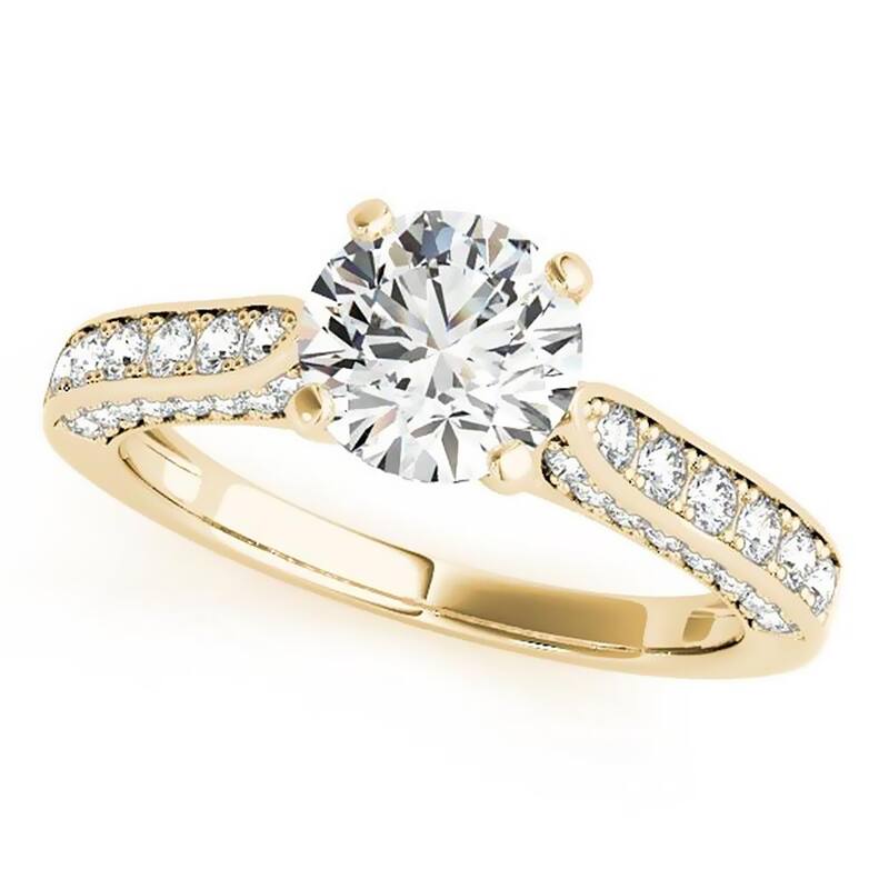 Auriya Classic 1/2ct Round Moissanite and 1/2ctw Diamond Engagement Ring 14K Gold