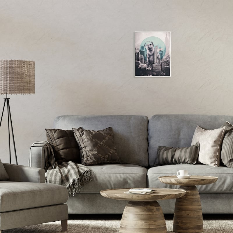 Stupell DJ Otter over Cityscape Wall Plaque Art Design By Ali Gulec