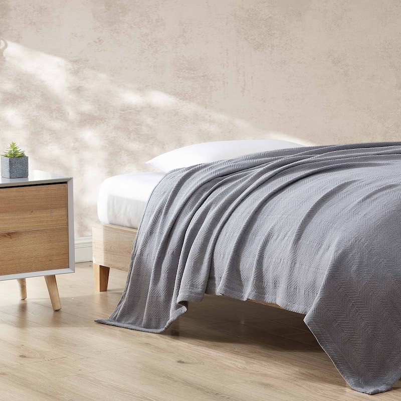 Eddie Bauer Herringbone Cotton Reversible Blanket