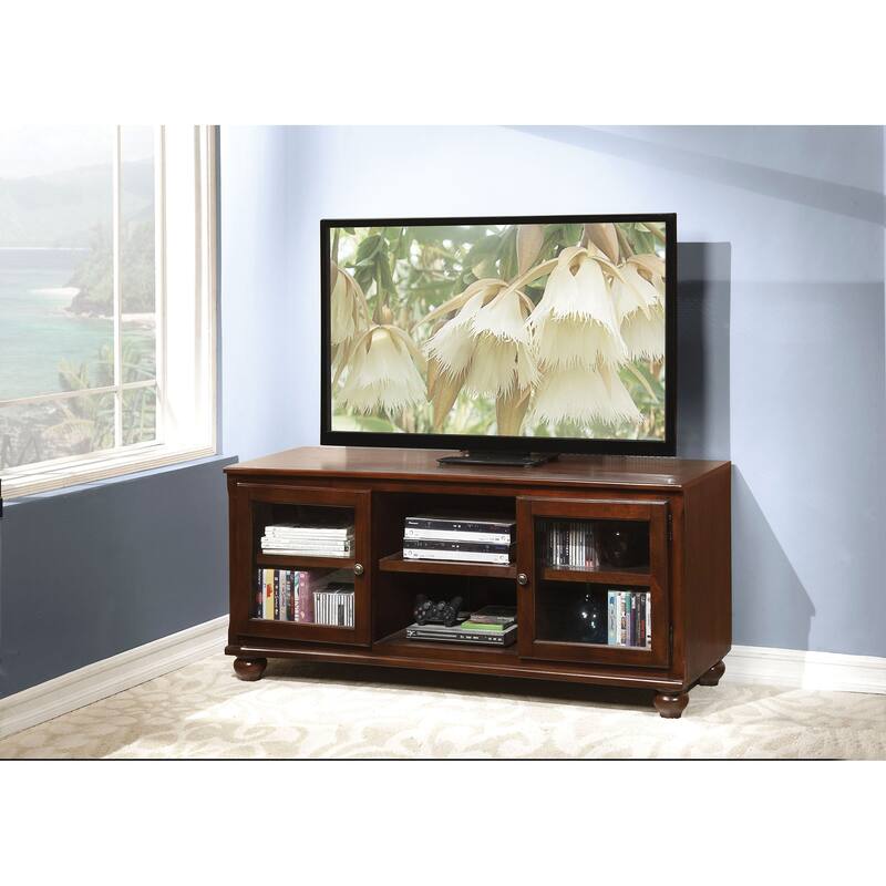 TV Stand with 2 Doors in Walnut Finish