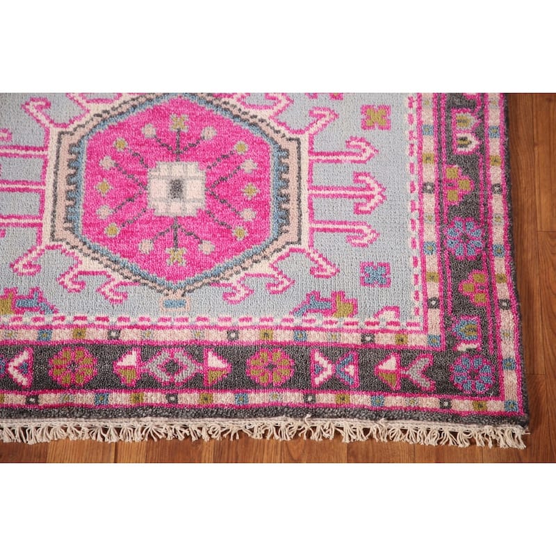Geometric Kazak Accent Rug Handmade Wool Carpet - 2'11"x 4'11"
