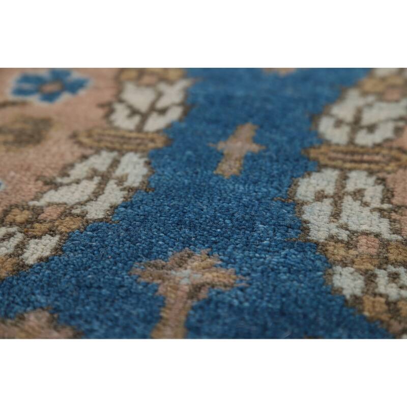 Floral Blue Oushak Indian Area Rug Oriental Handmade Wool Carpet - 8'0" x 9'6"