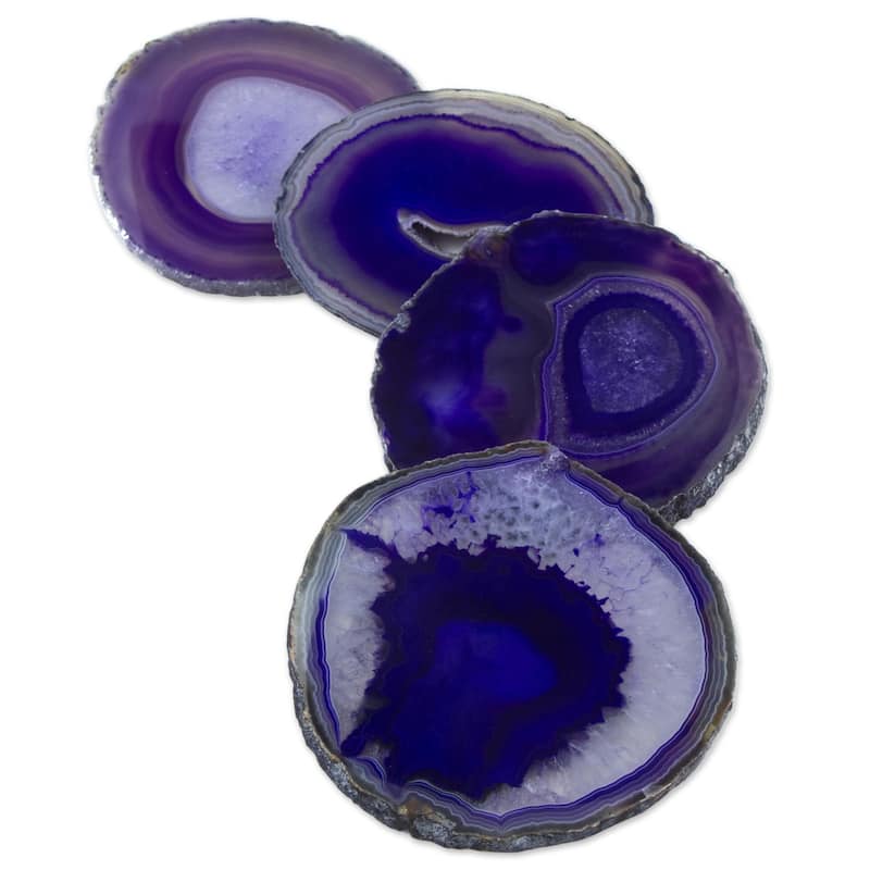 Novica Handmade Lilac Water Drops Agate Coasters (Set Of 4)