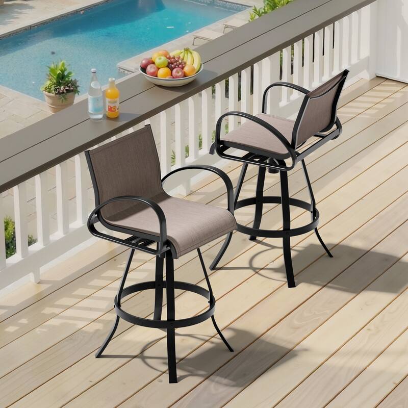 VredHom Outdoor Patio All-Weather Aluminum Swivel Sunbrella Fabric Dining Chairs Bar Stools