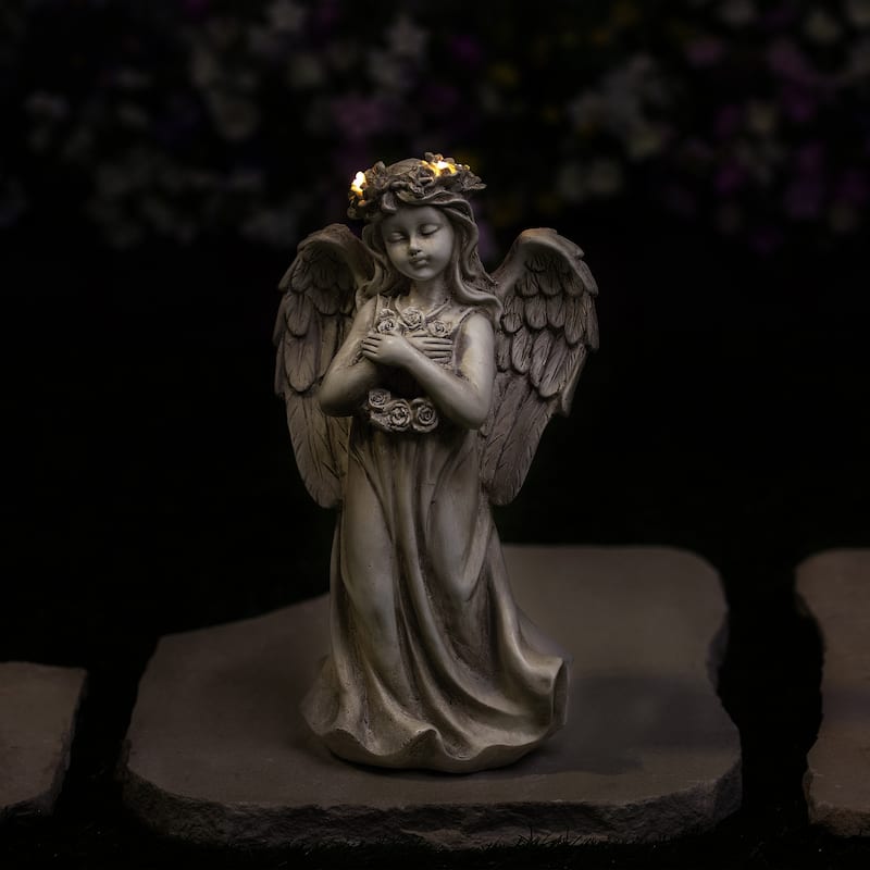 LED Lighted Standing Cherub Angel Statue - 12"