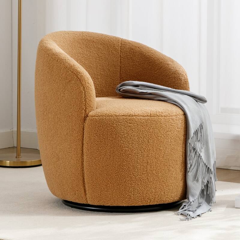 Teddy Fabric Swivel Accent Armchair Barrel Chair - khaki