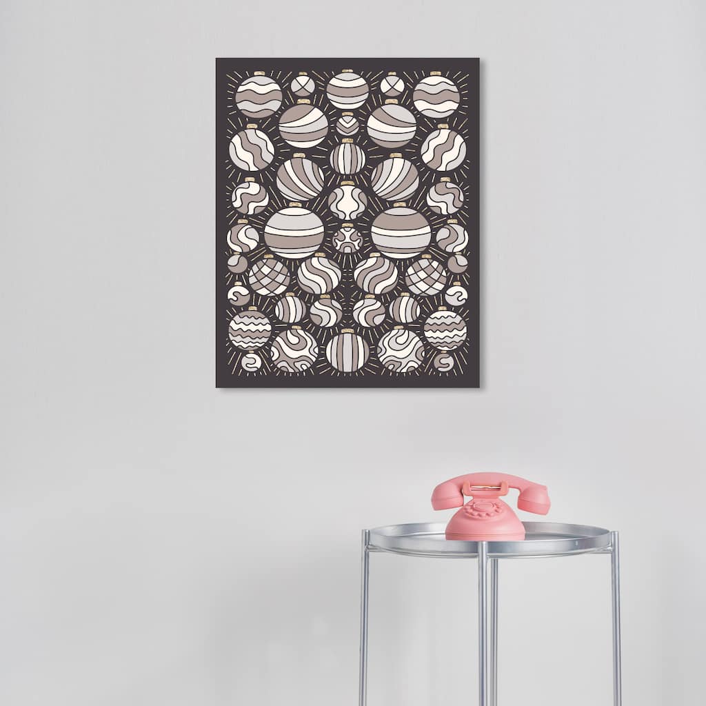 Wynwood Studio Canvas Holiday and Seasonal Glitter Ornament Factory Gray Glam Wall Art Canvas Print