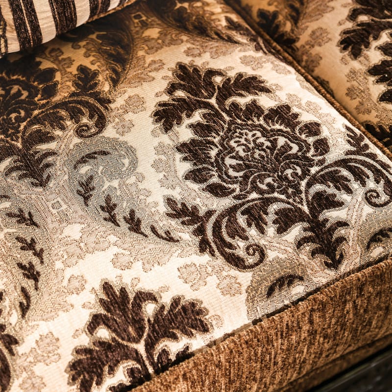 Pora Traditional Brown Chenille Upholstered Rolled Arms Sofa by Furniture of America