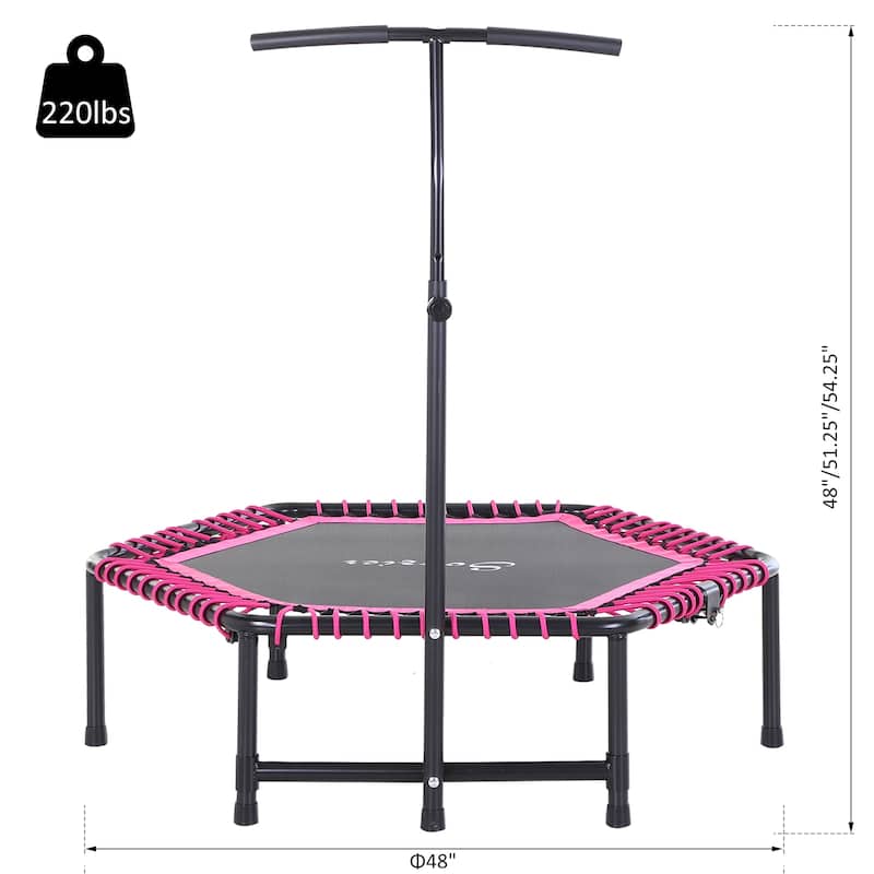 Soozier Portable & Foldable Small Exercise Trampoline with 3-Level Adjustable T-Bar, Great for Adults Working Out