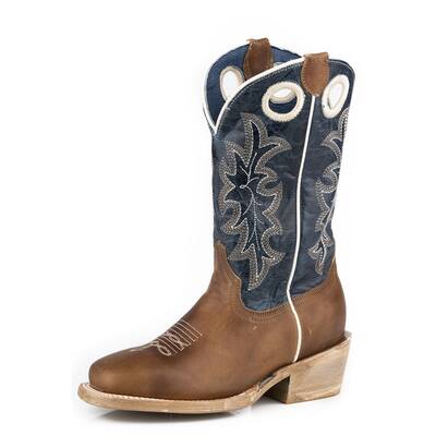Roper Western Boots Boys Square Ride Em Cowboy Tan 09-018-7027-8578 TA