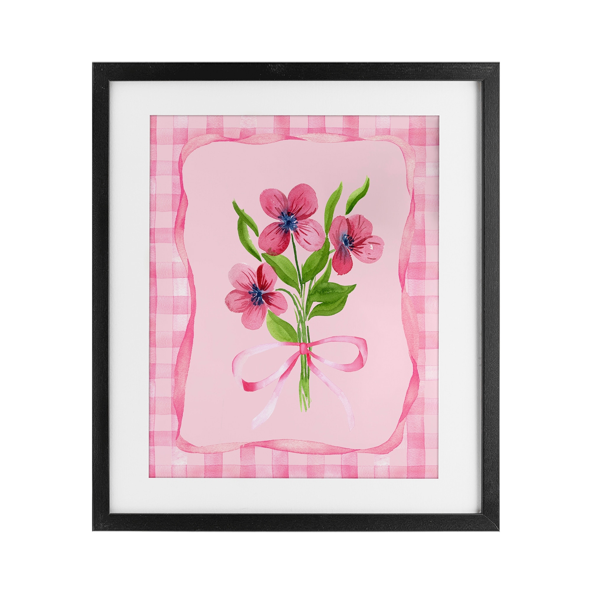 Stupell Pink Bordered Flower Bundle Under Glass Framed Design By Nina Jacobs