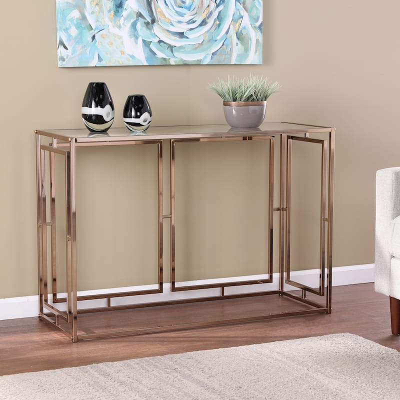 SEI Furniture Simons Faux Marble Geometric Console Table