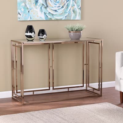 SEI Furniture Simons Faux Marble Geometric Console Table