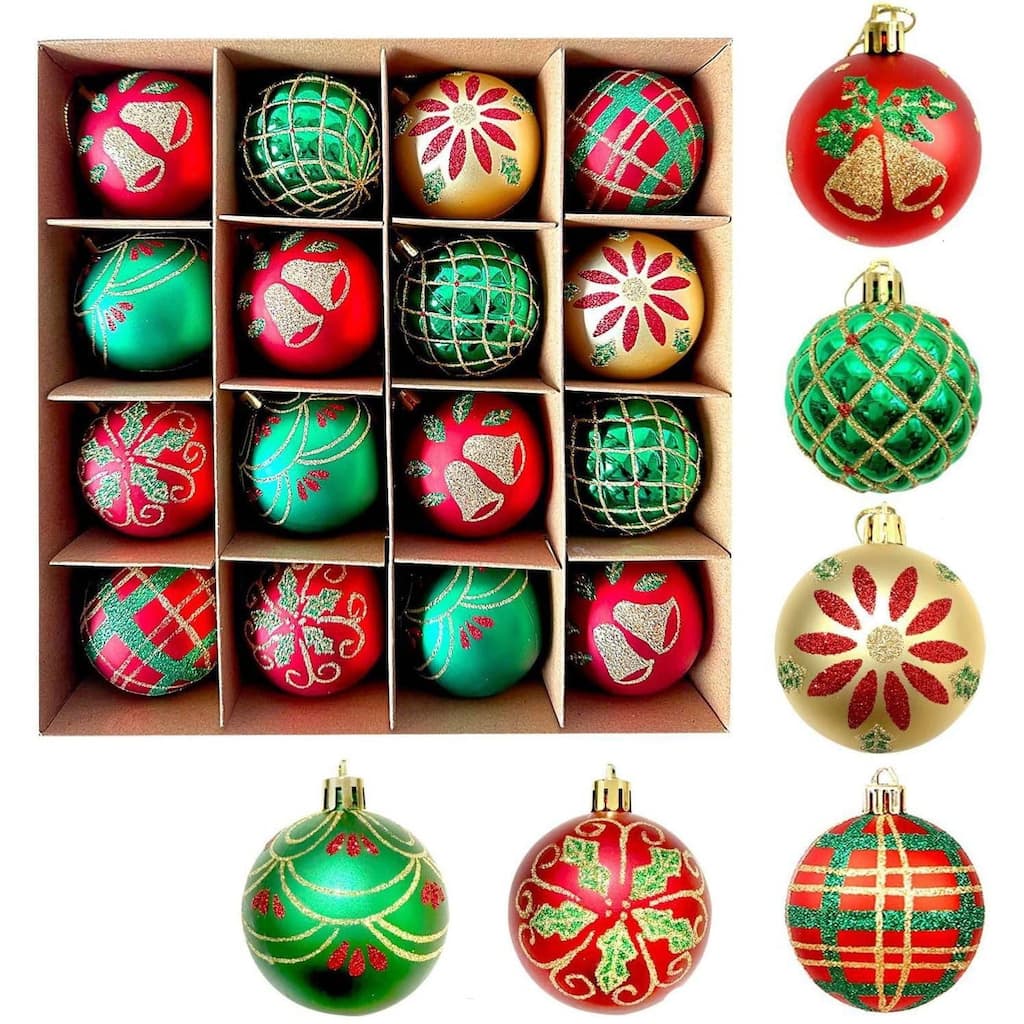 16PCS 2.36in Decorative Christmas Balls Ornaments for Xmas Tree Decor - N/A