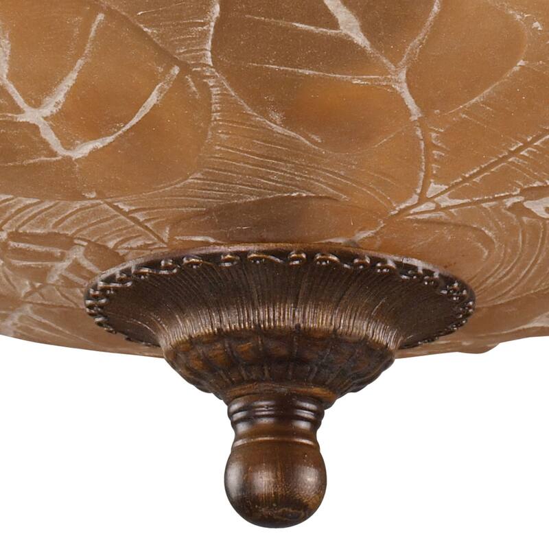 Elk Home Restoration Golden Bronze With Amber Glass 3 Light Semi Flush - 3-Light