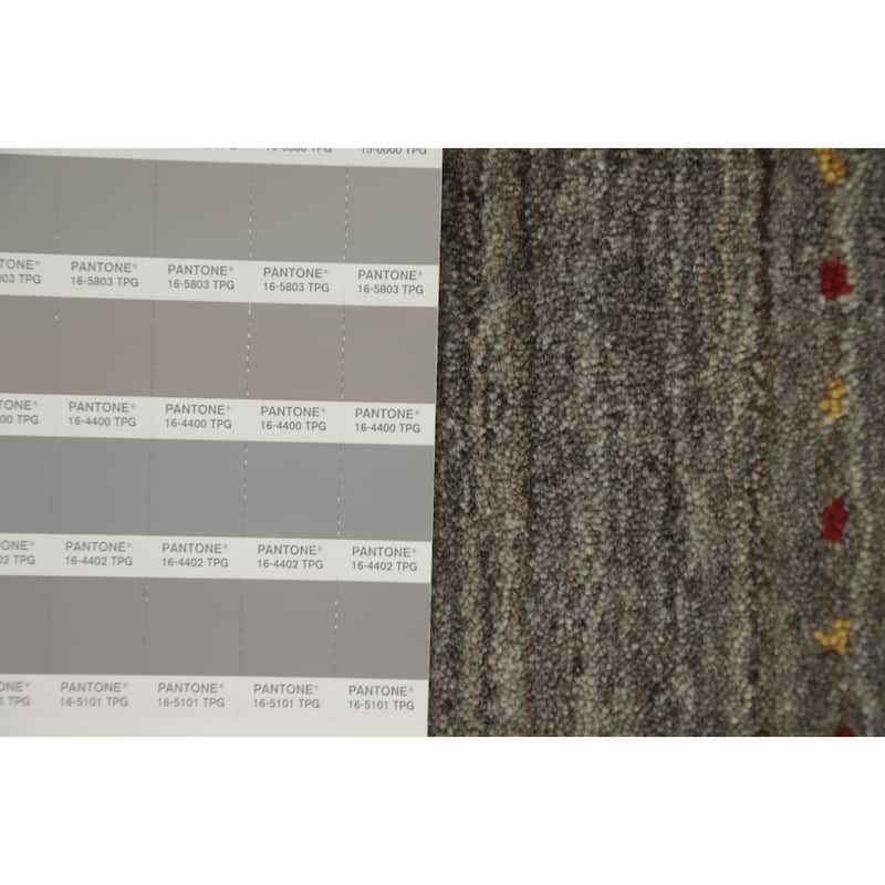 Hand Knotted Oriental 100% Wool Carpet Tribal Animal Pictorial Greys & Charcoal Gabbeh Area Rug - 7' 9'' X 5' 1''