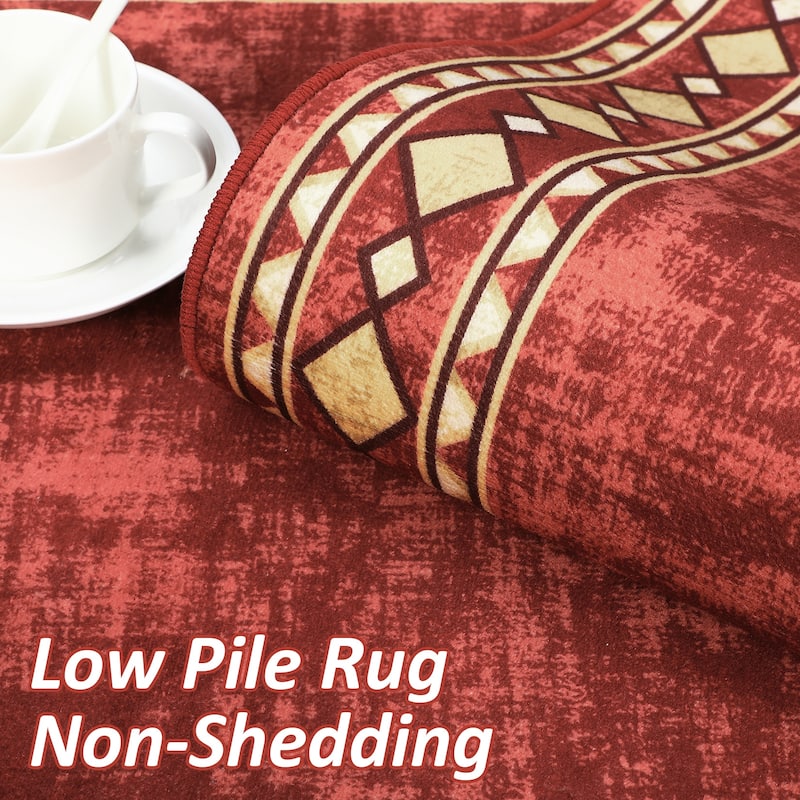 Garvee Machine Washable Rug Modern Bordered Area Rugs