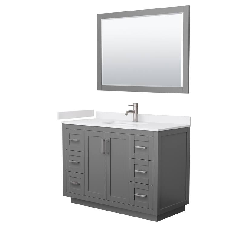 Miranda Single Vanity Set, Cultured Marble Top, 46-Inch Mirror