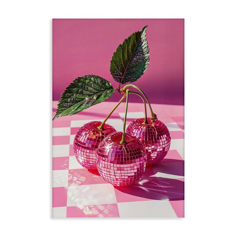 Stupell Disco Cherries on Checkered Canvas Wall Art Design By LSR Design Studio - 24 x 36