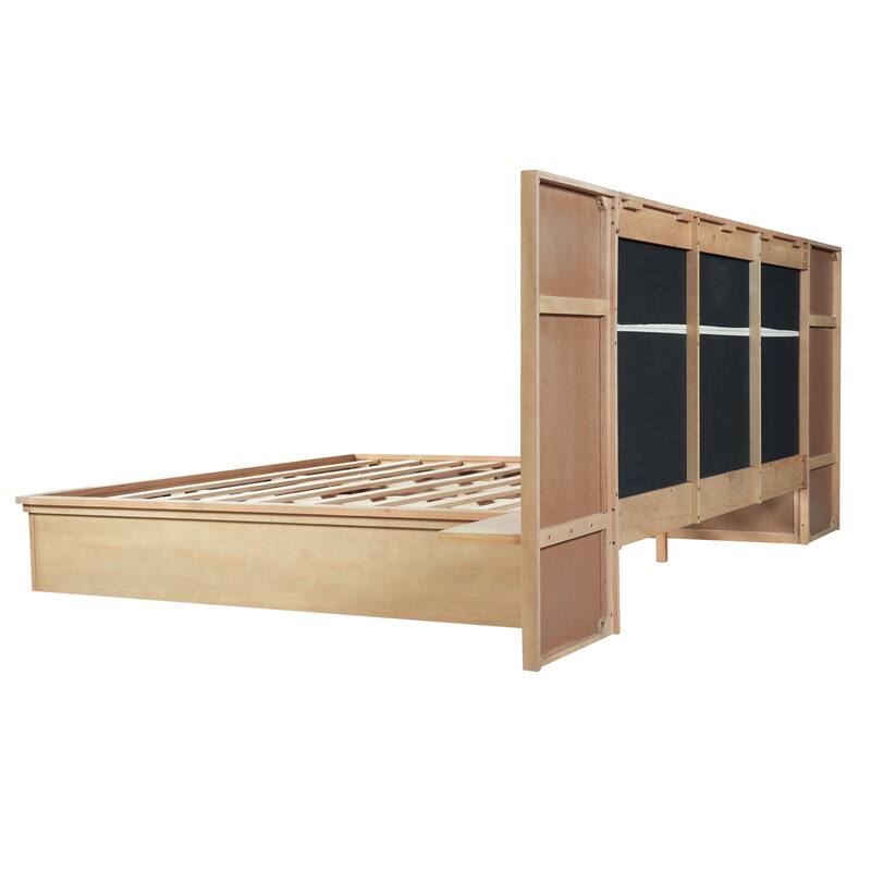 Christopher Knight Home - Avery Platform Bed Frame with Upholstered Headboard & Built-In Side Shelves, No Box Spring Needed