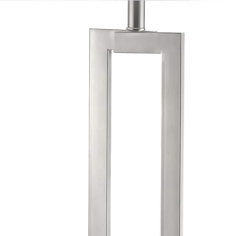 Modern 30 Inch Silver Metal Table Lamp with Fabric Rectangular Shade - 10” x 16” x 29.50”