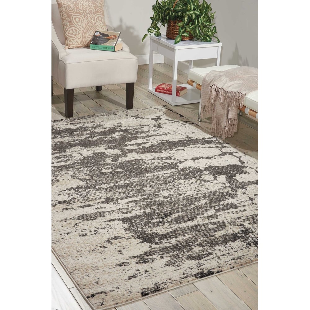 Nourison Maxell Modern Abstract Ombre Grey Ivory Area Rug