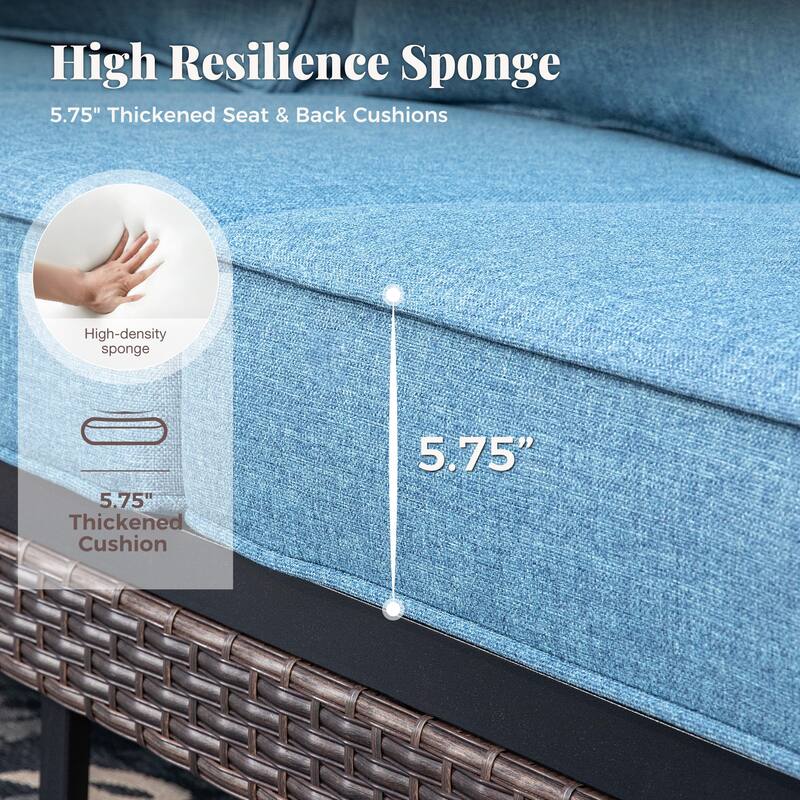 MAISON ARTS 4-Seat Patio Conversation Sets with 2 Rocking Sofa Chairs, 1 Loveseat Sofa and 1 Coffee Table