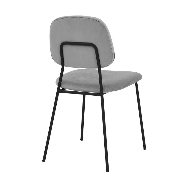 Lucy Grey Velvet and Metal Dining Room Chairs - Set of 2